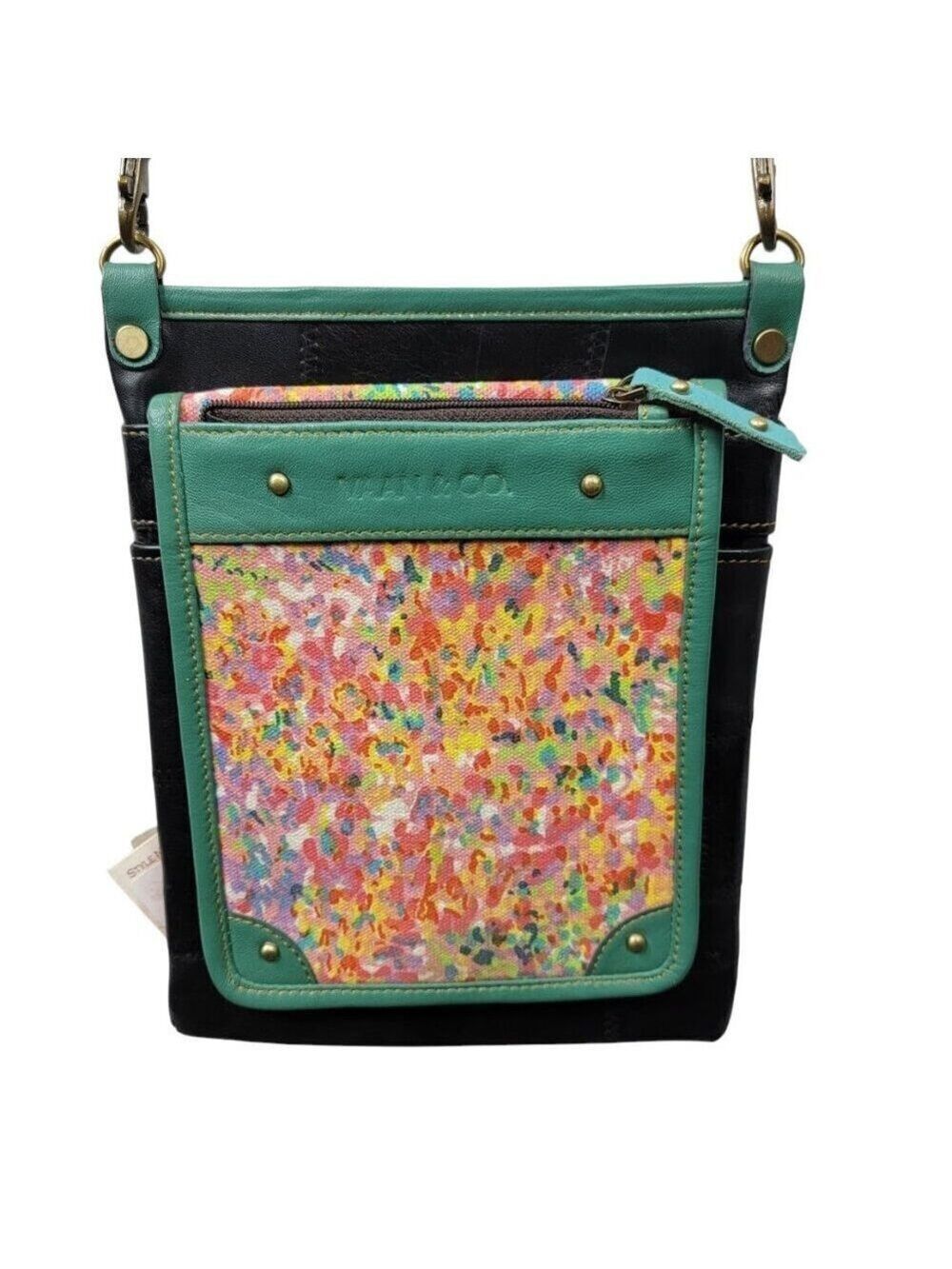 Vaan & Co. Colorful Canvas & Leather Crossbody Bag NWT
